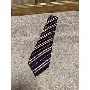 Banana Republic 100% SILK Mens Tie Burgundy Black Stripes Designer 4"